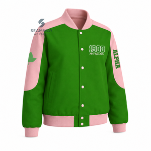 Alpha |   Kapa |   Veste de course en sergé de coton Alpha Sorority pour femme, veste universitaire de sport automobile, veste de motard haute performance - Product Image 2