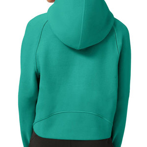 Sudadera con Capucha Extra Grande para Mujer, Color Verde Sólido, Tejido de Algodón, con Bolsillos, Corte Regular, Estilo Otoñal - Product Image 2