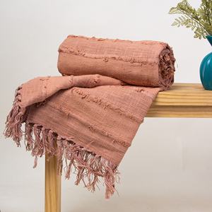 Manta Reversible sólida con mechones, manta de algodón de nueva calidad para sofá, decoración para sala de estar, manta de verano con patrón grande de punto - Product Image 5