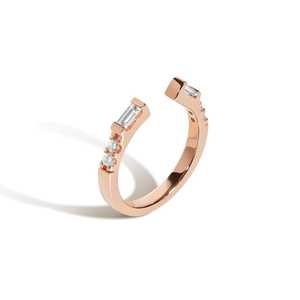 Anillos Apilables Minimalistas de Oro Sólido 14K 18K con Diamantes Cultivados en Laboratorio, Corte Baguette y Redondo, Ancho de 2.5mm, Espacio Abierto de 4mm, Personalizados, Venta al por Mayor - Product Image 5