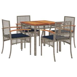 Conjunto de Comedor para Patio de 5 Piezas, Gris, Mimbre Sintético, Juego de 4 Muebles de Jardín - Product Image 2