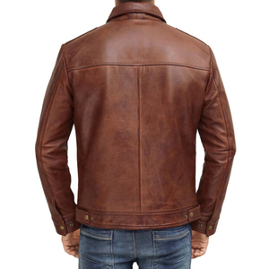2026 Men's Elegant Formal Coated Leather Jacket High Quality Cow Skin Turndown Collar Comfortable Breathable Linen Lining Autumn - Product Image 4
