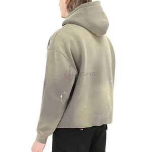 เสื้อฮู้ดดี้ผู้ชาย ผ้าฝ้ายหนานุ่ม 100% เฟรนช์เทอร์รี่ 400+  รักษ์โลก พิมพ์ลายซิลค์สกรีน วินเทจ โลโก้ด้านหน้าแบบกำหนดเอง สำหรับฤดูใบไม้ร่วง ผลิตตามแบบ OEM - Product Image 5