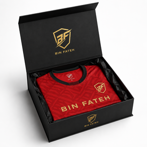 ชุดฟุตบอลชายคุณภาพสูง BIN FATEH สีแดงดำ พิมพ์ลายแบบ Sublimation ระบายอากาศได้ดี ผลิตจากโพลีเอสเตอร์ ขนาดผู้ใหญ่ รับผลิตแบบ OEM คุณภาพดีที่สุด ปี 2026 - Product Image 5