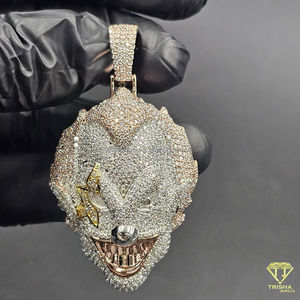 Pendentif Tête de Loup Iced Out Micro Pavé Diamant de Laboratoire VVS Hip Hop en Argent Sterling 925 Plaqué pour Hommes - Product Image 4