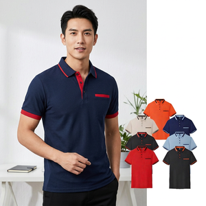 Camiseta de golf de algodón sólido al por mayor para hombre, manga corta, negra, con logo en contraste, ajuste slim, anti-bolitas - Product Image 3