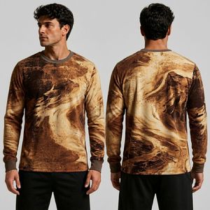 Chemise à manches longues en polaire imprimée marbre émeraude pour homme, polyester respirant, chaud, durable, de haute qualité, décontractée - Product Image 2
