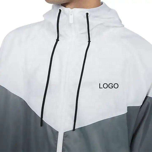 Lightweight Breathable Windproof <b>Zip</b> <b>Hooded</b> Jacket Gray White Men Women Outdoor Sport Running Hiking Unisex Windbreaker Front - Product Image 3