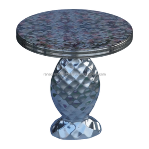 Elegante Mesa Auxiliar de Metal Pulido, Estilo Moderno, Antiguo y Tradicional, con Diseño de Flores Pintadas en Esmalte en la Superficie y Base de Lujo - Product Image 5