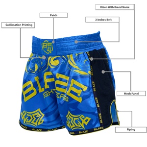 กางเกงมวยไทยขาสั้นผ้าซาตินรุ่น100% ผ้าโพลีเอสเตอร์พิมพ์ลายซับลิเมชันชุดออกกำลังกาย - Product Image 1