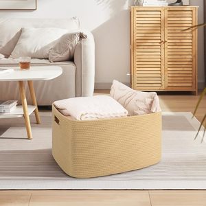 75L Eco-Friendly Modern Woven Cotton Rope <b>Storage</b> Basket 22x17x12 for <b>Drink</b>/Food Use in Living Room Bedroom Nursery - Product Image 4
