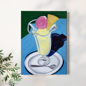 Décoration murale festive, illustration d'une tasse à café avec soucoupe, impression d'art mural moderne pour café - Product Image 1
