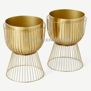 Nouveaux pots de fleurs classiques en aluminium doré, texture martelée, pour décoration de salon, de jardin, centres de table, fournitures en vrac - Product Image 4