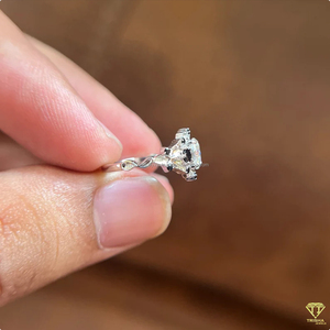 Trisha Jewels <b>Emerald</b> Cut Moissanite Diamond Gothic Engagement <b>Ring</b> 925 Sterling <b>Silver</b> Black Moissanite Cluster Accents IGI - Product Image 3
