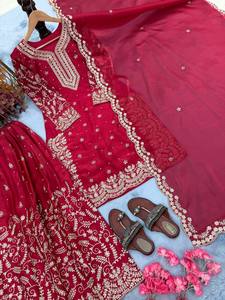 Conjunto de Traje de Fiesta de Seda Pura GMY para Mujer, con Adornos de Moti Hechos a Mano y Mangas Elegantes - Product Image 5