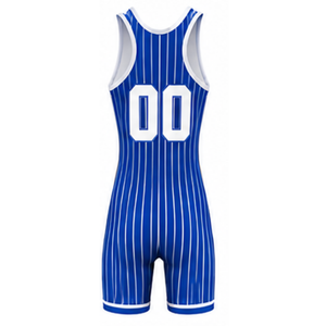 Men Royal Blue Striped Sublimated Wrestling Singlet Polyester Lightweight Wrestling Apparel <b>Athletic</b> Uniform Sportswear Training - Product Image 3