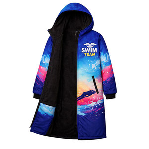 Luxury Swim Parka <b>Jacket</b> for <b>Men</b> and Women, Insulated <b>Long</b> Hooded Coat with Unique design Print, Perfect for Swimming - Product Image 3