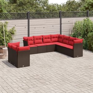 ชุดโซฟาสวนหวายโพลีสีน้ำตาล 9 ชิ้นพร้อมเบาะรองนั่ง - Product Image 1