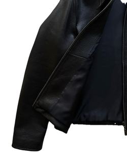 Fabricant Personnalisé Noir Blanc Extérieur Poids Lourd Épais Zip Up Soft Shell Faux Pu Veste en cuir pour hommes - Product Image 2