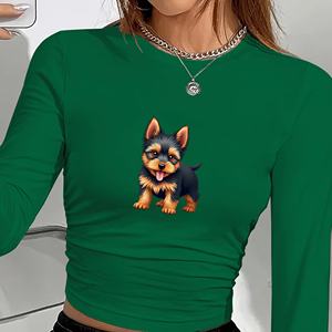 Adorable camisa de manga larga de moda para mujer cachorro Yorkie - Product Image 2