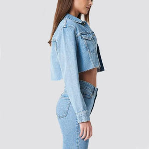 Nouvelles vestes en jean pour femmes à prix abordable, logo personnalisé, design élégant, streetwear, vestes en jean courtes pour femmes - Product Image 3