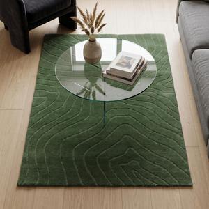 Tapis en laine noué à la main à motif floral classique, design texturé à lignes organiques, tapis décoratif doux pour salon et chambre à coucher - Product Image 1