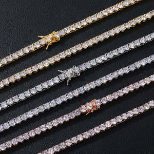 Moissanite Tennis <b>Necklace</b> 925 Sterling Silver Round Brilliant Cut Clasp <b>Chain</b> for Wedding Gift Party - Product Image 5