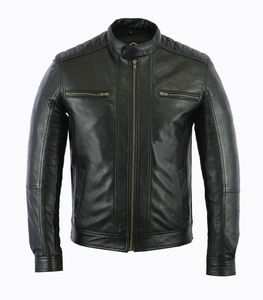 Custom Men's Finished Black <b>Real</b> <b>Leather</b> Windproof Breathable Eco-Friendly Winter <b>Jacket</b> - Product Image 2