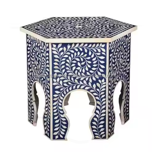 Taburete elegante hecho a mano con incrustaciones de hueso para rincones de lectura acogedores o espacios de sala de estar disponibles para la venta por Artisan Craft - Product Image 1