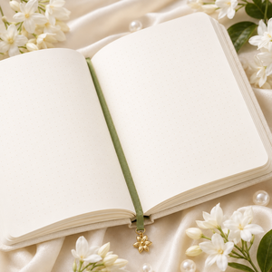 Cuaderno LABON Cream Jasmine Moon Journal con cubierta de PU y estampado dorado celestial, con puntos, logotipo personalizado, venta al por mayor, regalo estético a medida. - Product Image 3