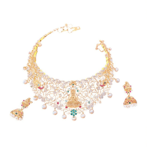 Lakshmi Pearl and Diamond Choker with Jhumki for Wedding and Party - Product Image 2