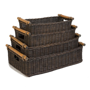 Rattan cane <b>baskets</b> kitchen counter cabinet storage <b>basket</b> floor & <b>shelf</b> organising essentials - Product Image 6