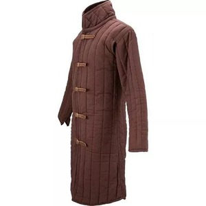 Abrigo Largo Acolchado Marrón Tipo Gambeson, Manga Larga, Cierre de Hebilla, Chaqueta Medieval Gótica Aketon, Transpirable y Resistente - Product Image 4