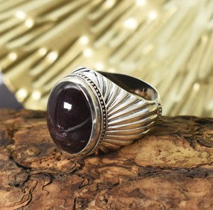 Bague en argent sterling pour homme avec grenat – Bague de style ottoman en argent sterling 92,2 - Product Image 5