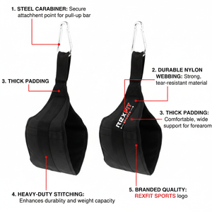 สายรัดออกกำลังกาย Rexfit Sport สำหรับบาร์โหน ปรับระดับได้ พร้อมสายรัดแขนแบบมีแผ่นรอง สำหรับบริหารกล้ามเนื้อแกนกลางลำตัว ยกขา และออกกำลังกายที่บ้าน - Product Image 5