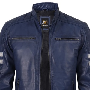 Chaqueta de Motociclista de Piel de Oveja 5KINGZ SPORTS, para Hombre, Acolchada, Corte Ajustado, Reversible, Impermeable, Ecológica, de Invierno - Product Image 5
