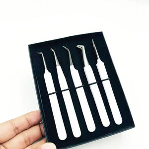 Pinzas para Extensión de Pestañas Kaamir Instruments Expert, Precio al por Mayor, Alta Precisión, Acero Inoxidable, Antimagnéticas, Punta Suave para Cejas - Product Image 1