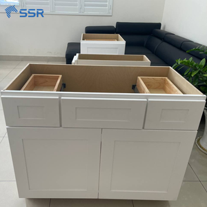 Modern RTA Solid Wood Durable Water Resistant Lacquer Finish <b>Bathroom</b> <b>Vanity</b> Cabinet Wall-Mounted Double Base Triple Drawer Soft - Product Image 3