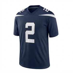 Manufacturer Dark <b>Blue</b> American Football Jersey Men's Athletic Sportswear <b>Mesh</b> Front 100% Polyester Quick Dry Short Sleeve - Product Image 1