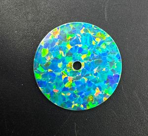 Lab Created Flat Cut Opal Watch Dial 24.5 mm One Sided <b>Polished</b> <b>Face</b> 0.7mm Thick 2mm Center Hole AK Gems - Product Image 2