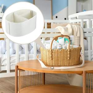 <b>Wicker</b> Diaper Caddy Scalloped <b>Basket</b> Natural Handmade Woven Baby Organizer <b>Storage</b> <b>Basket</b> Factory Wholesale Supplier - Product Image 4