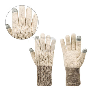 Achat en gros de gants d'hiver décontractés à double couleur en tricot torsadé pour femmes, compatibles avec les écrans tactiles - Product Image 4