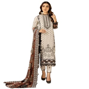 พรรคที่สวยงามและมีสไตล์สวมชุดปากีสถานและอินเดีย Chikan Kari สนามหญ้า3ชิ้นโดย Riaz ศิลปะปริมาณชุดชาติพันธุ์ TEHZEEB - Product Image 1