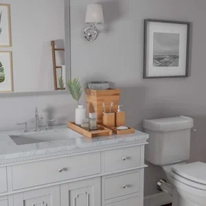 Ensemble de salle de bain en bambou écologique, parfait pour l'organisation quotidienne de l'hygiène, rangement sur comptoir, décoration style spa, pour hôtel et usage domestique - Product Image 3