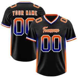 เสื้อฟุตบอลอเมริกันสีส้มแบบกำหนดเองสำหรับผู้ชาย คอวี แขนสั้น ระบายอากาศได้ดี ผลิตจากโพลีเอสเตอร์ พิมพ์ลายชื่อทีมและหมายเลขด้วยเทคนิค Sublimation - Product Image 5