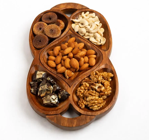 Wood Dry Fruit Tray Wooden Catering Plates Decoration 100% Natural Wood Fruit Platter for Storage & Display - Product Image 3