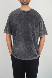 T-shirts Oversize Homme 100% Coton Haute Qualité Personnalisés Effet Délavé Acide Respirants Col Rond Motif Uni Grandes Tailles - Product Image 2