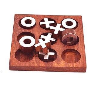 Juego de Tic Tac Toe de Madera Hecho a Mano con Piezas Plateadas de X y O, Juego de Mesa Clásico de Estrategia para Niños, Familia, Viajes, Regalo, Hogar - Product Image 5