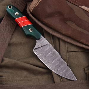 Couteau à dépecer à lame fixe en acier Damas forgé à la main avec étui, couteau de chasse et de camping personnalisé OEM à lame pleine avec manche haut de gamme - Product Image 2