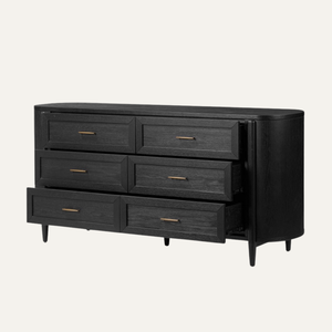 Cómoda moderna de madera negra con 6 cajones – Mueble de almacenamiento minimalista para dormitorio - Product Image 2